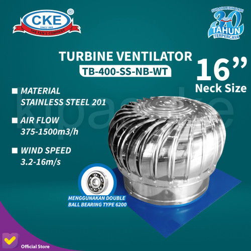 [EZM.0100143] Turbin Ventilator 16 Inch Turbine Roof Ventilasi Atap Rumah Pabrik 16"
