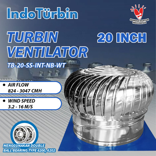 [EZM.0100031] Turbin Ventilator 20 Inch Turbine Roof Fan Ventilasi Exhaust Atap Rumah Pabrik 20" IndoTurbin