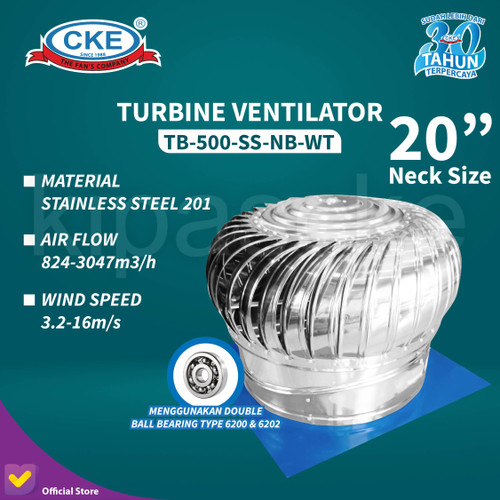 [EZM.0100142] Turbin Ventilator 20 Inch Turbine Roof Ventilasi Atap Rumah Pabrik 20"