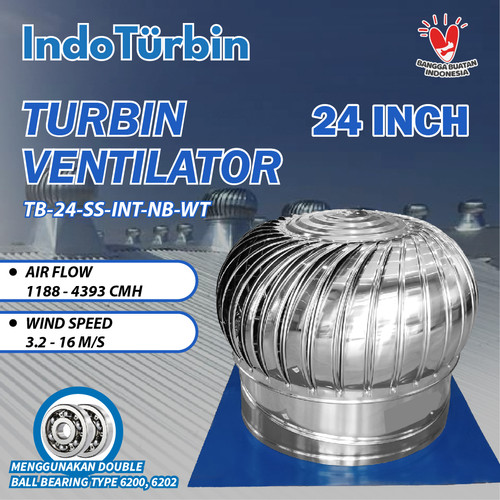 [EZM.0100030] Turbin Ventilator 24 Inch Turbine Roof Fan Ventilasi Exhaust Atap Rumah Pabrik 24" IndoTurbin