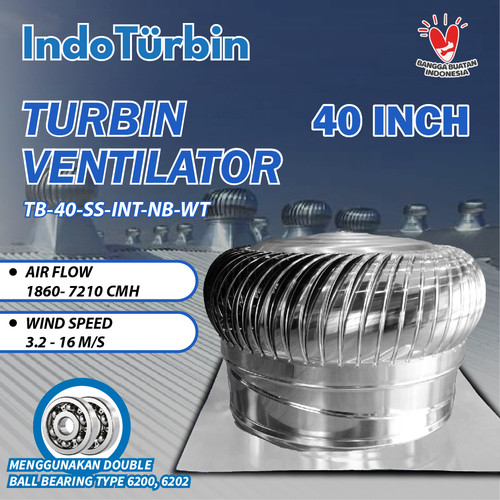 [EZM.0100029] Turbin Ventilator 40 Inch Turbine Roof Fan Ventilasi Exhaust Atap Rumah Pabrik 40" IndoTurbin
