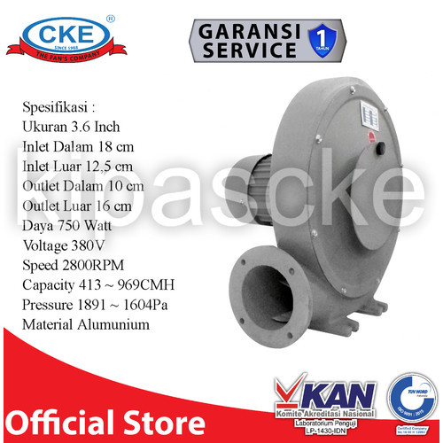[EZM.0101817] Turbo Centrifugal Blower 1 HP 750 Watt 3 Phase Blower Keong CKE