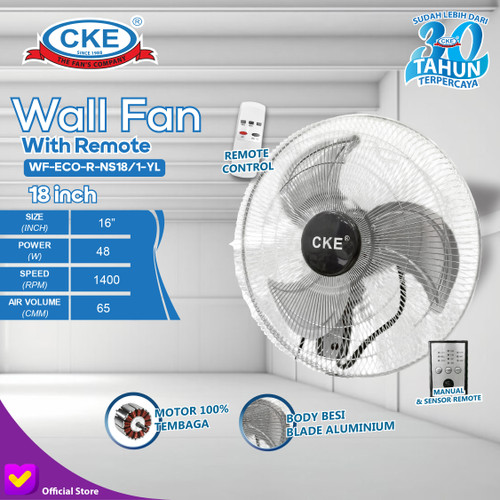 [EZM.0100103] Wall Fan Remote 18 Inch Kipas Angin Dinding Tembok Remote Control 18" Tornado Fan