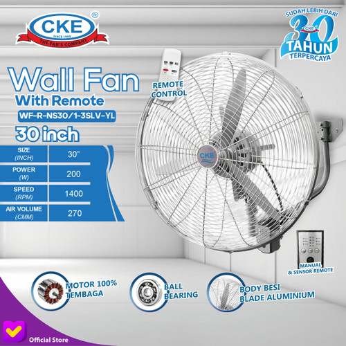 [EZM.0101370] Wall Fan Remote 30 Inch Kipas Angin Dinding Tembok Remote Control 30" Industrial Fan