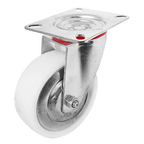 [EZM.1000013] TORA Roda Nilon Putih Hidup 4 Inch Plat Skrup - Roda Caster Nylon