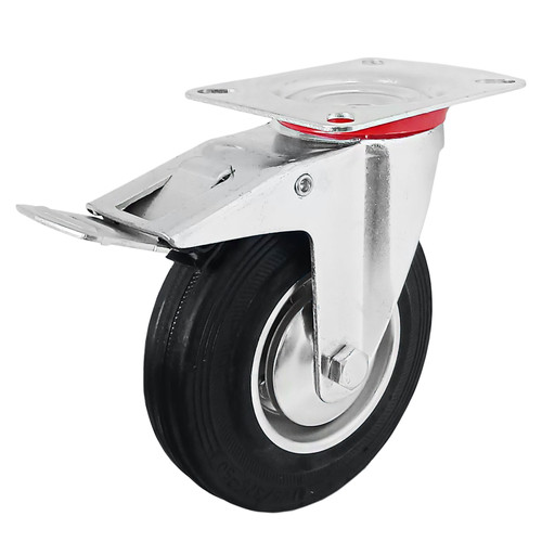 [EZM.1000021] TORA Roda Caster Karet Hidup + Rem 5 Inch