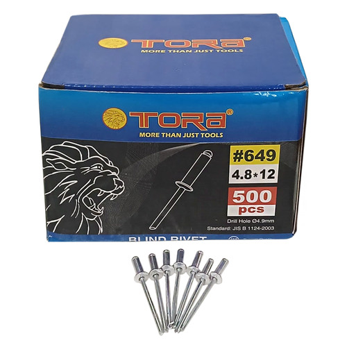 [EZM.1000022] TORA Paku Rivet Warna Silver Box 649 4.8 x 12 mm