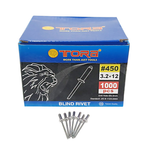 [EZM.1000023] TORA Paku Rivet Warna Silver Box 450 3.2 x 12 mm