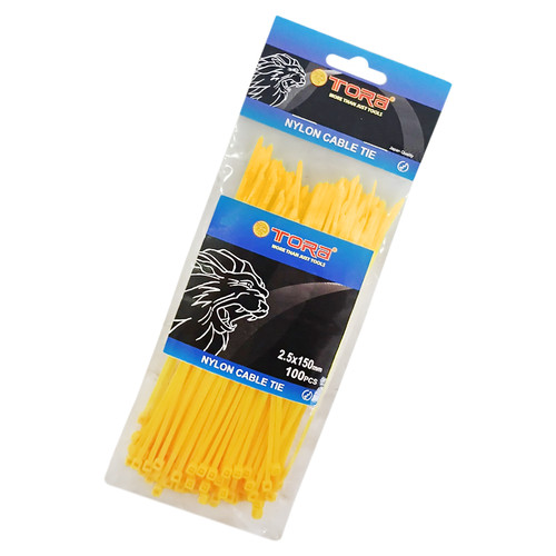 [EZM.1000096] TORA Kabel Tis Nylon 2.5 x 150 mm - Tali Ikat Warna Kuning 100 Pcs