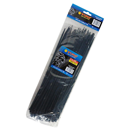 [EZM.1000103] TORA Kabel Tis Nylon 4.8 x 300 mm - Tali Ikat Warna Hitam 100 Pcs