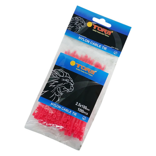 [EZM.1000106] TORA Kabel Tis Nylon 2.5 x 100 mm - Tali Ikat Warna Merah 100 Pcs