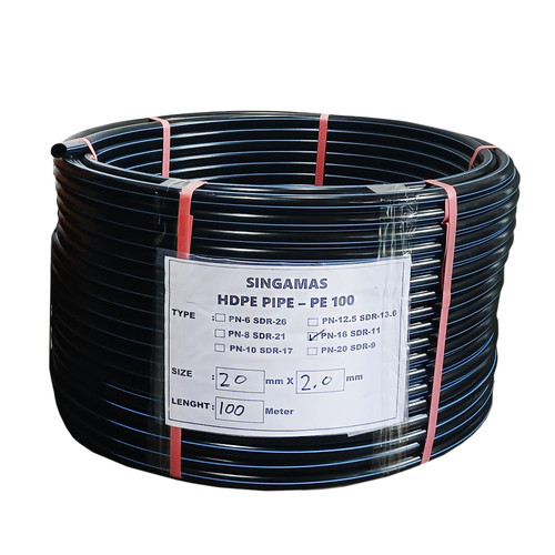 [EZM.1000128] SINGAMAS Pipa HDPE 1/2 Inch x 100 Meter PN 16 SDR 11