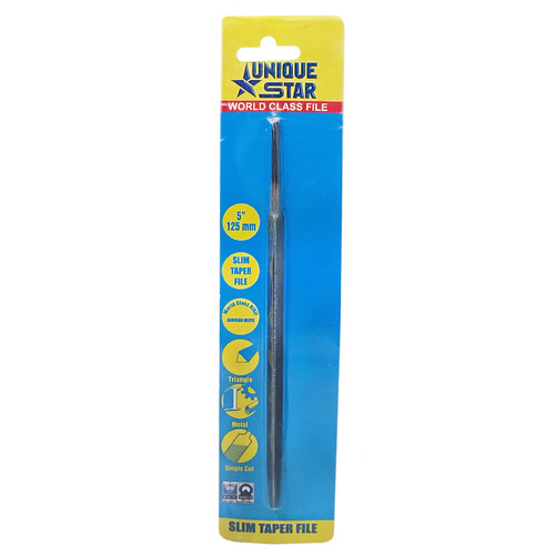 [EZM.1000194] UNIQUE STAR Slim Taper Blister 5 Inch - Kikir Segitiga - INDIA