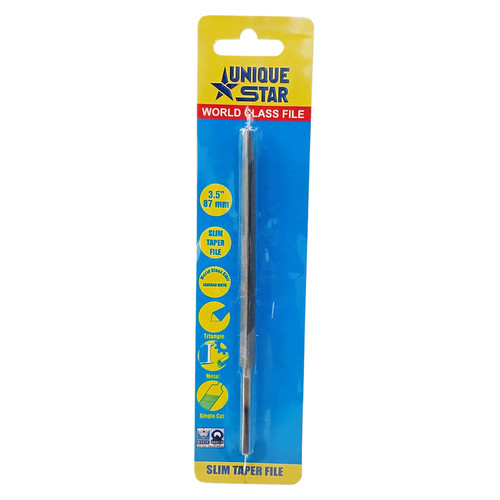 [EZM.1000195] UNIQUE STAR Slim Taper Blister 3,5 Inch - Kikir Segitiga - INDIA