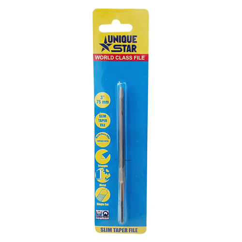 [EZM.1000196] UNIQUE STAR Slim Taper Blister 3 Inch - Kikir Segitiga - INDIA
