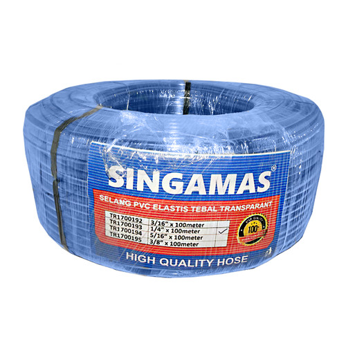 [EZM.1000424] SINGAMAS Selang Air PVC Elastis Tebal Transparan 1/4 Inch x 100 Meter