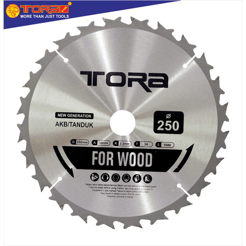 [EZM.1002403] TORA Mata Pisau Potong Kayu 10 Inch 250 x 24T TCT Model AKB / Tanduk