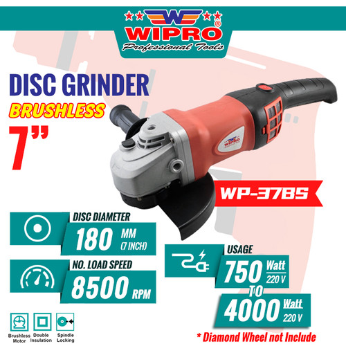 [EZM.1002640] Mesin Gerinda Tangan / Disc Grinder WIPRO WP-37BS (Brushless)  7"