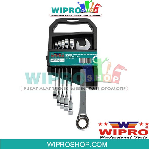 [EZM.1002660] WIPRO Kunci Ring Pas Ratchet / Gear Combination Wrench (CRV)Set CWR-06