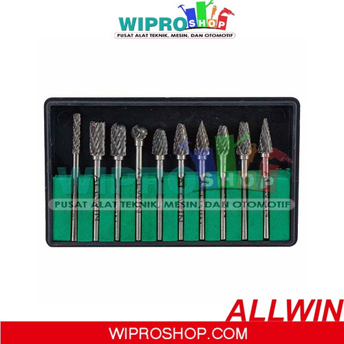 [EZM.1003369] ALLWIN Rotary Burr TCT / Mata Bor Tuner Set 10pcs Shank 3mm BRT 10-3