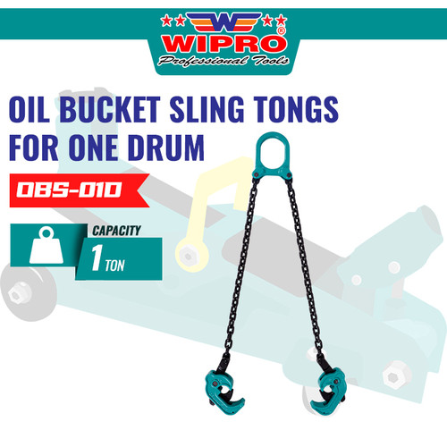 [EZM.1003396] WIPRO Oil Bucket Sling Tongs For Two Drums OBS-01D (1 T x 0.5M)