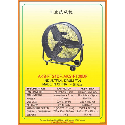 [EZM.3600228] Drum Fan Movable / Drum Fan Industri Tornado , Blower Hitam