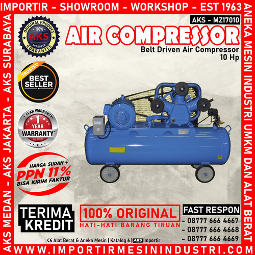 [EZM.3601938] KOMPRESSOR LISTRIK Belt Driven Air Compressor Dinamo Kompresor Angin 10 Hp 170 L 920 Rpm