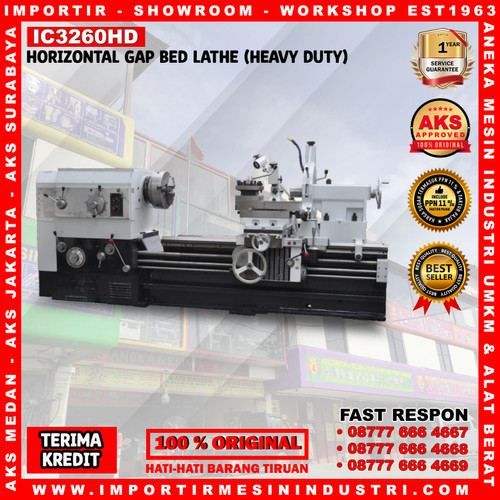 [EZM.3602223] Mesin Bubut Besi 1500 mm Horizontal GAP Bed Lathe Machine - IC3260HD