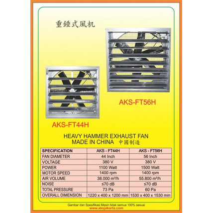[EZM.3602286] Blower Kipas Exhaust Hammer Fan 44 Inch AKS - FT44H 380 V