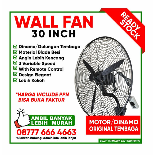 [EZM.3602287] Kipas Angin Dinding Besar Industrial Wall Fan 26" inch 30" inch