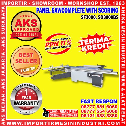 [EZM.3602297] Mesin Gergaji Triplek Panel Saw Complete with Scoring SG3000BS