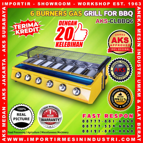 [EZM.3602299] Kompor Panggangan Daging/Sosis Grill Roaster 6 Tungku Merk AKS CLBBQ6