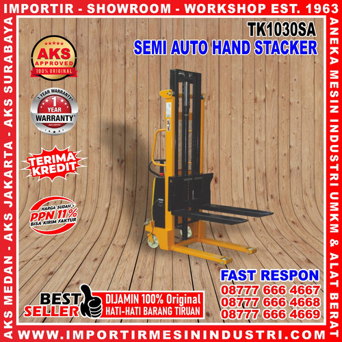 [EZM.3602315] Alat Angkat Barang Semi Automatic Hidrolik Stacker 1 TON 3 m 1.6 kw