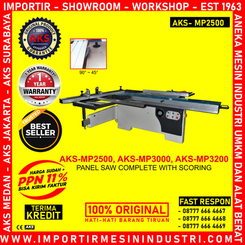 [EZM.3602395] Machine Gergaji Triplek Kayu PanelSaw Complete With Scoring MP2500
