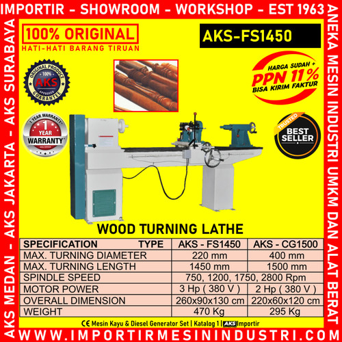 [EZM.3602463] Wood Stick Turning Lathe Mesin Bubut Batang Kayu Pola 3Hp FS1450