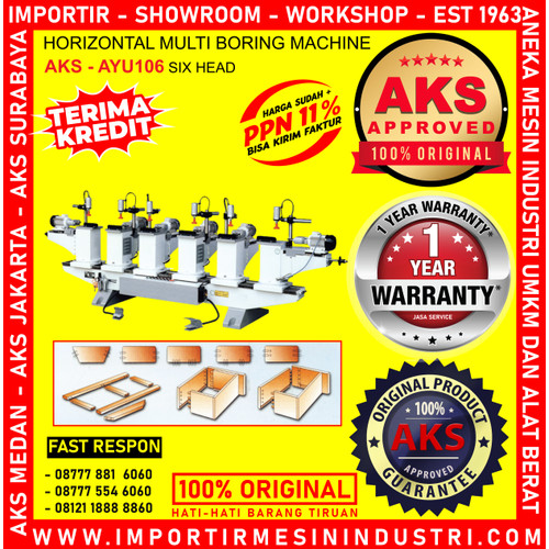 [EZM.3602587] Bor Kayu Horizontal Six Head Multi Boring 20 mm MECHINE AKS - AYU106