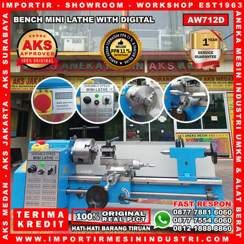 [EZM.3602618] Mesin Bubut Mini Lathe Metal Working 550W W/ Digital TERMURAH - AW712D