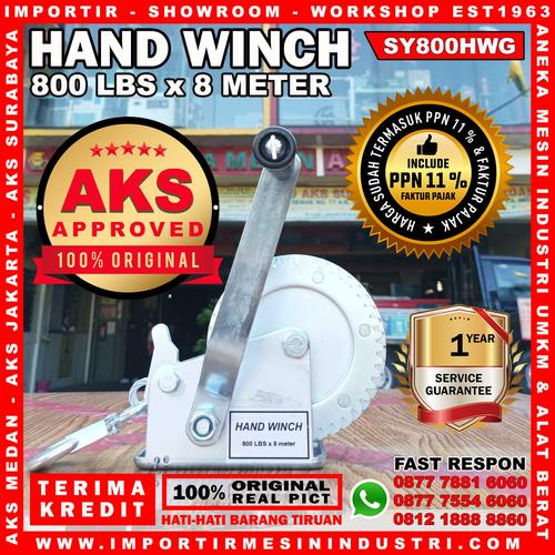 [EZM.3602981] Kerekan Katrol Manual / Hand Winch 800 Lbs Plus Wire Rope
