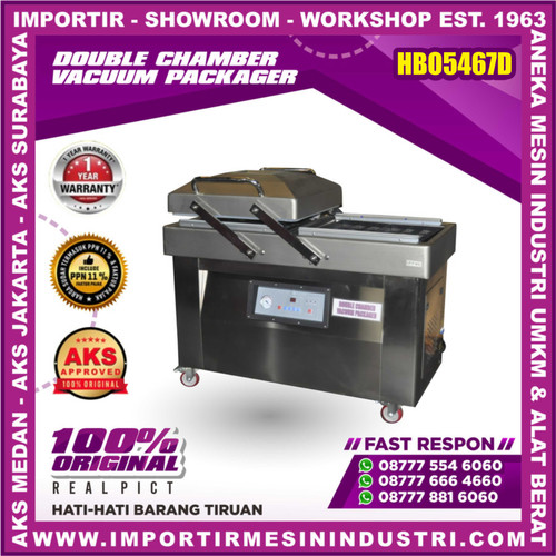 [EZM.3603009] Mesin Vakum Makanan / Double Chamber Vakum Packager Power 1.8 KW AKS - HBO5467D