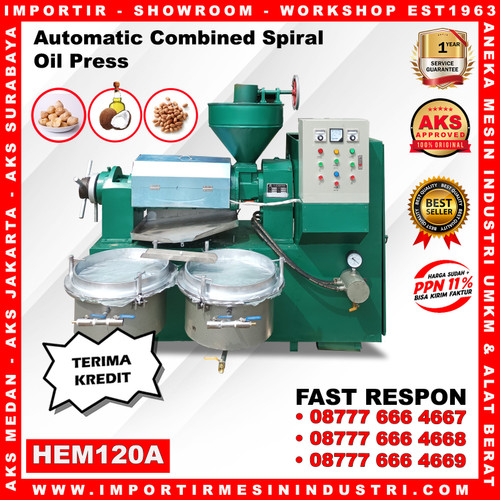 [EZM.3603126] Mesin Ekstraksi dan Press Minyak Automatic Combined Spiral Oil HEM120A
