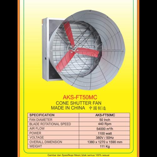 [EZM.3603214] Kipas Exhaust Kandang Ayam Cone Shutter Fan (Tanpa Motor) AKS - FT50MC