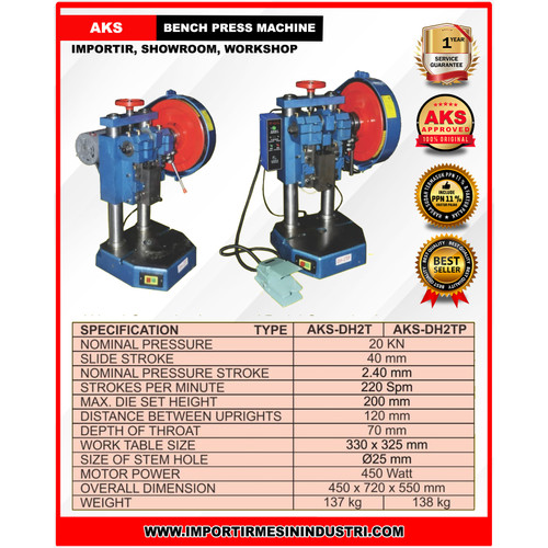 [EZM.3603302] Mesin Press Pon 2 Ton Bench Press Stamping Machine AKS - DH2T