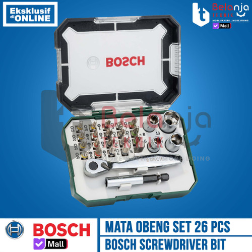 [EZM.3500029] Mata Obeng dan Kunci Shock Set Bosch 26 PCS Screwdriver Bit Set Ratchet EH SD Set 26PCS