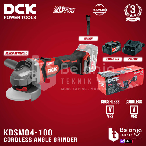 [EZM.3500056] Mesin Gerinda Tangan Baterai DCK KDSM04-100 Angle Grinder Cordless 4 Inch Set 1 Baterai  KDSM 04-100