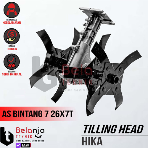 [EZM.3500068] Mini Tiller Tilling Head Hika TH-001 Alat Pencacah Tanah As Bintang 7 26X7T