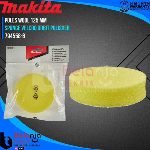 [EZM.3500079] Poles Wool 125 MM Makita Mesin Amplas Baterai DPO500Z Sponge Velcro Orbit Polisher