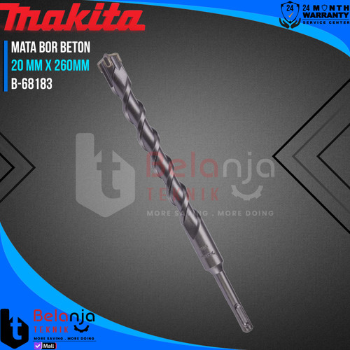 [EZM.3500096] Mata Bor Pelubang Beton 20 MM X 260MM Makita SDS Plus Four Cut Hammer Masonry Drill Bits 260 MM B-68183