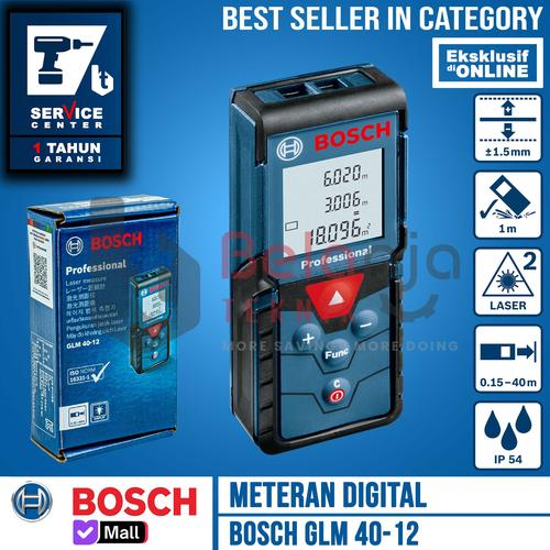 [EZM.3500129] Alat Pengukur Jarak Meteran Digital Bosch GLM 40-12 Laser Measure GLM 40 12 Laser Merah