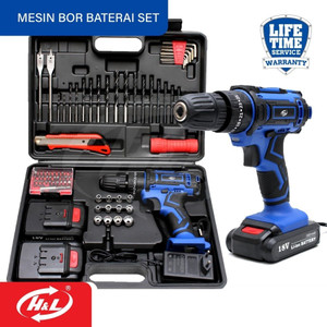 [EZM.3500134] Mesin Bor Baterai Tembok H&L HL 912 Impact Drill Cordless HL-912 18V Toolkit