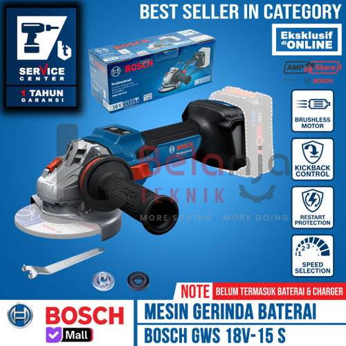 [EZM.3500142] Mesin Gerinda Baterai GWS 18V-15 S Angle Grinder Cordless 18 Volt